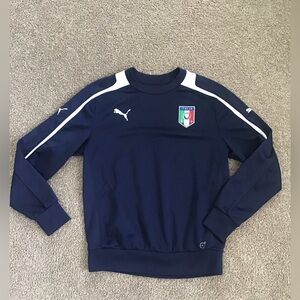 Italy Pullover Training Football Soccer Puma Italia Blue Long Sleeve Size M